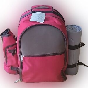 Red Envelope Red and Brown Picnic Backpack